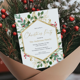 Elegant Julblad, grönerröd guld Inbjudningar