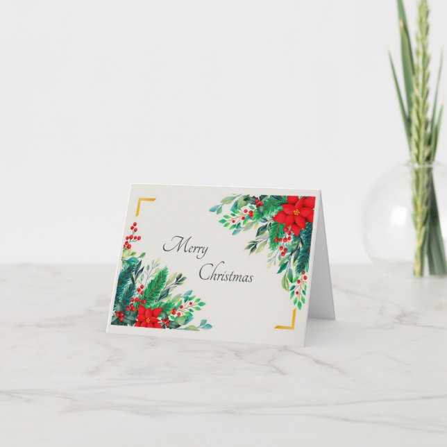 Elegant julblomma beställningsvara helgkort (Framsida)