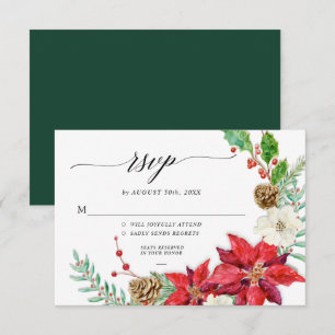 Elegant julblomma Burgunderröd blad RSVP Inbjudningar