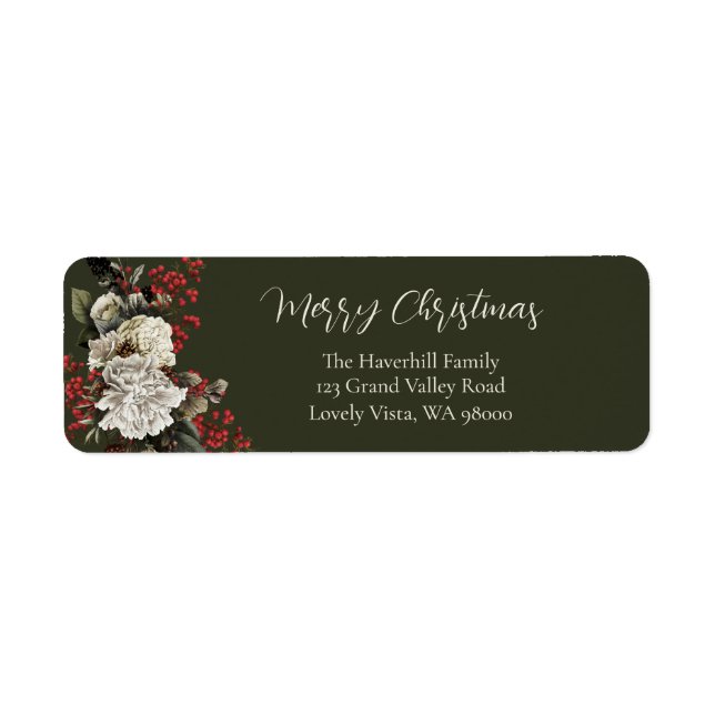 Elegant julblomma med returadress etikett (Framsidan)