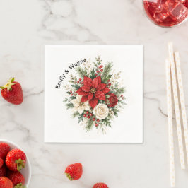 Elegant julblommig bröllop pappersservett