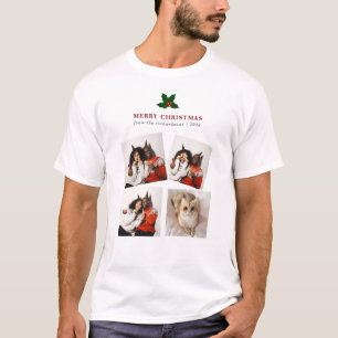 Elegant julblommig familjefotokollage t shirt