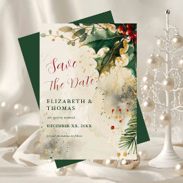 Elegant julbröllop Holly & Ivy Guldaccents Spara Datumet