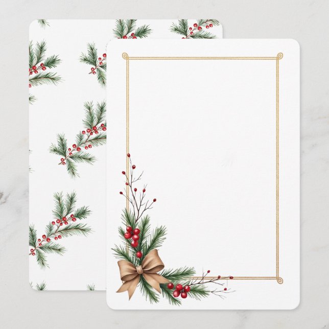 Elegant julbröllopsinbjudan med guldtrimning inbjudningar (Fram/baksida)