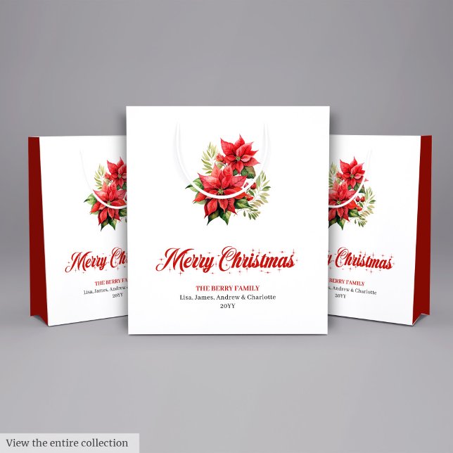 Elegant julbukett Script Font presentväska (Elegant Christmas Bouquet Script Font Gift Bag

)
