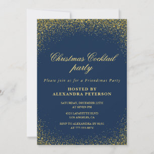 Elegant julcocktailparty Guld Navy Glam Inbjudningar