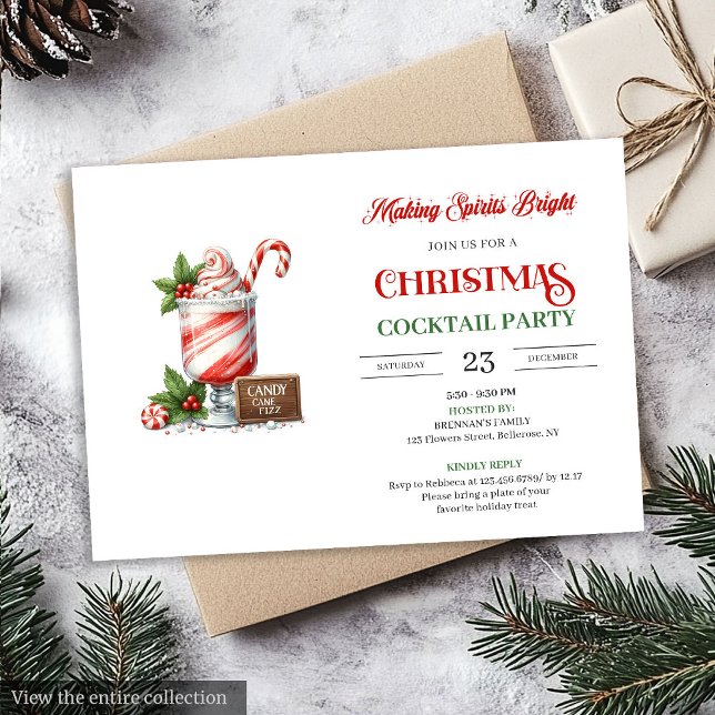 Elegant julcocktailparty utskrivbart inbjudan (Elegant Christmas Cocktails Party printable invite)