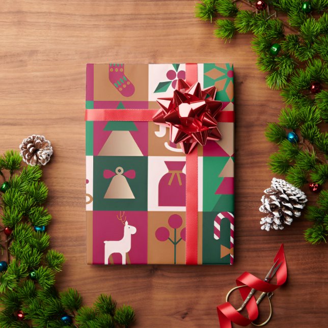 🎄 Elegant julcollage Träd Presenter Prydnader Presentpapper (Julgåva)
