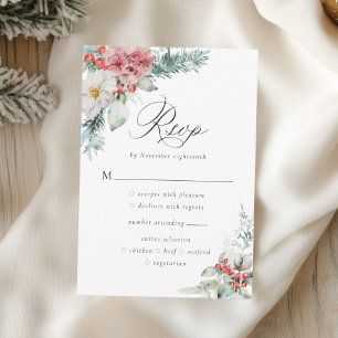 Elegant Juldagen Blommigt Vinterbröllop OSA Kort