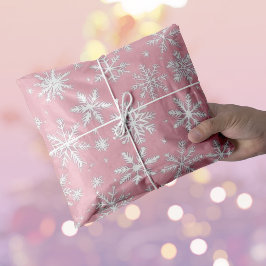 Elegant Juldagen Rosa och Vita Snöflingor