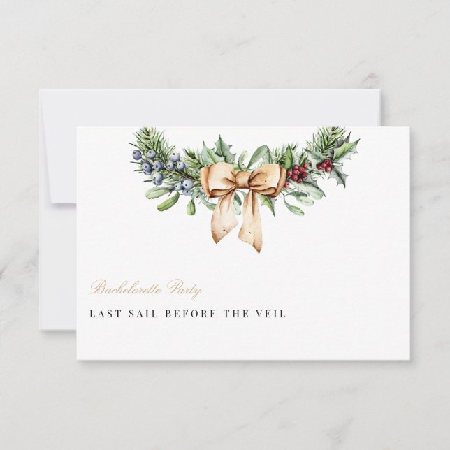 Elegant juldekoration Seterhet-fest för brudkort Inbjudningar (Framsida)