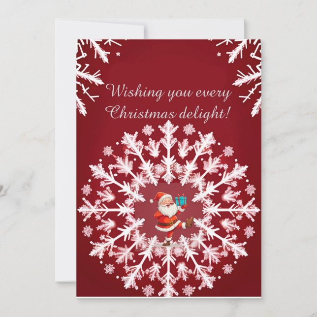 Elegant juldesign med vita snöflingor julkort (Framsida)