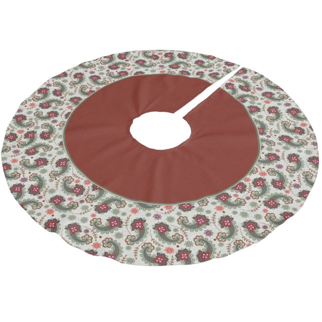 Elegant julduk i paisley-mönster julgransmatta borstad polyester (Vinklad)