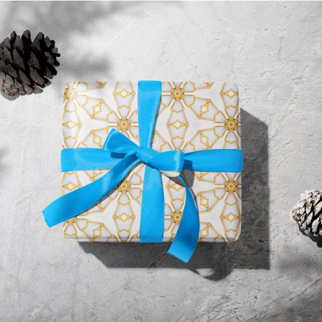 Elegant Julen om jordbävningen och snöflamman i Gu Presentpapper (Stunning Start Light Gold and Ivory Christmas Wrapping Paper)