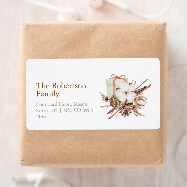 Elegant Juletikett med Cotton Bouquet Fraktsedel (Insitu)