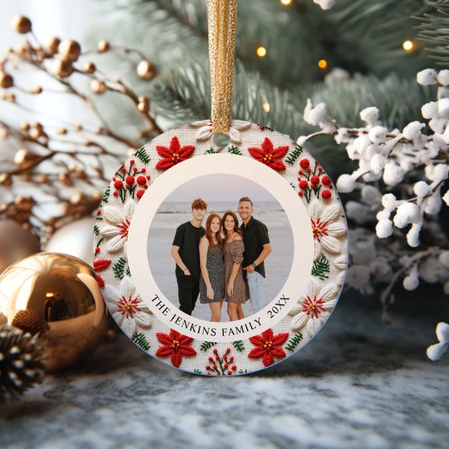 Elegant Julfamilj - foto Ornament (Elegant Christmas Family Photo Ornament)