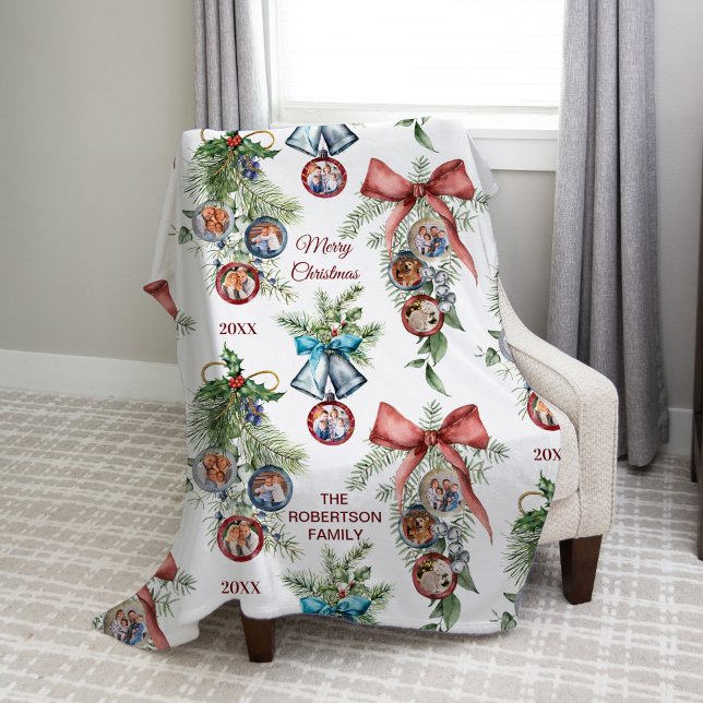 Elegant Julfamiljens fotokollage Fleecefilt (Skapare uppladdad)