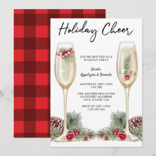 Elegant Julfest Champagne Glass Inbjudningar