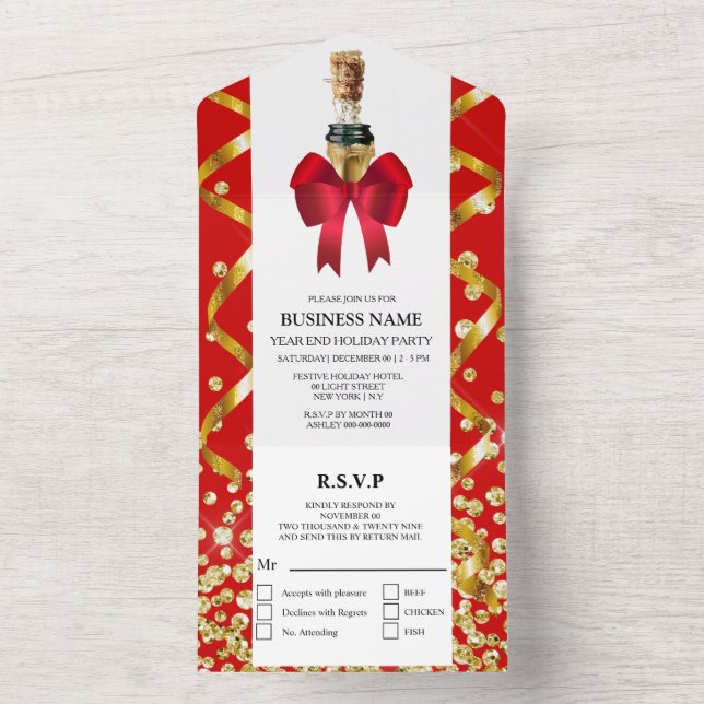 Elegant julfest glitz glam guld red glitter (Insida)