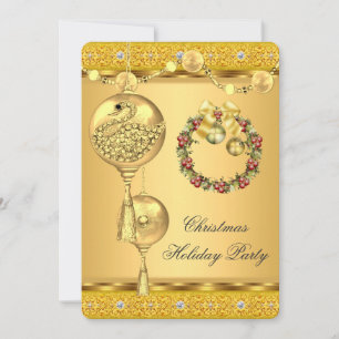 Elegant julfest guld gul jul inbjudningar