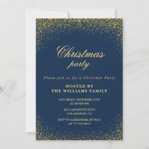 Elegant julfest Guld Navy Glam Inbjudningar