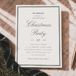 Elegant julfest i elfenben och grönt inbjudningar