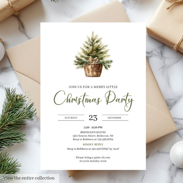 Elegant julfest i neutrala nyanser av salvia och l inbjudningar (Elegant Neutral Sage Light Brown Christmas Party)