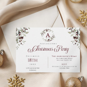 Elegant julfest med akvarelljärnek inbjudningar