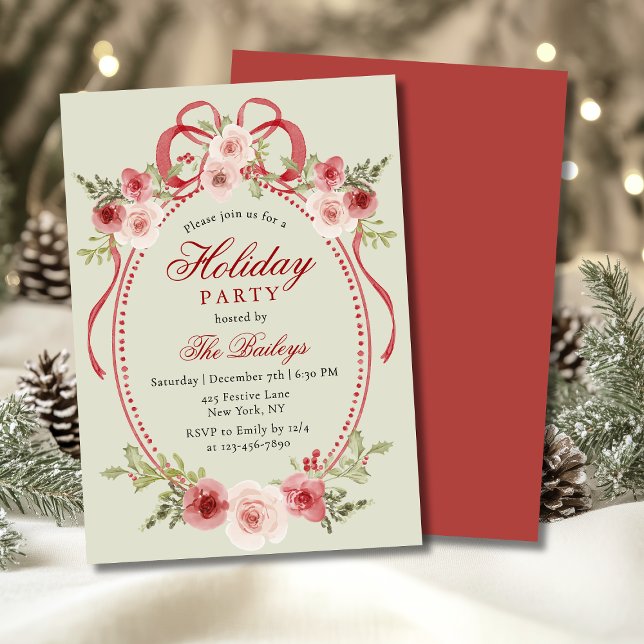 Elegant julfest med blommande kokett-tema inbjudningar (Skapare uppladdad)