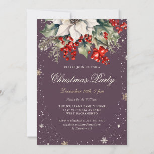 Elegant julfest med lila julstjärna inbjudningar
