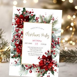 Elegant Julfest med Poinsettia Inbjudningar
