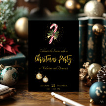 Elegant julfest med sockerrör på svart bakgrund