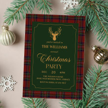 Elegant julfestinladning i Plaid