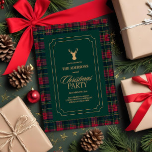 Elegant julfestinladning med tartan-rutmönster inbjudningar