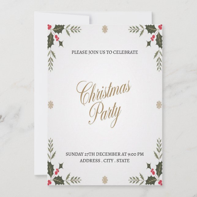 Elegant Julfestlig Glad Julfestinladning Julkort (Framsida)