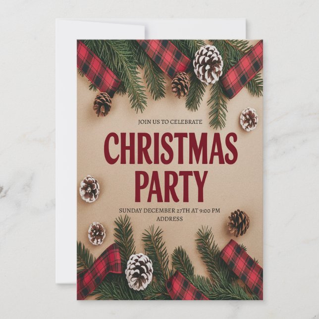 Elegant Julfestlig Julfest Inbjudan (Framsida)