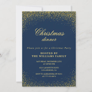 Elegant julfestmiddag Guld Navy Glam Inbjudningar