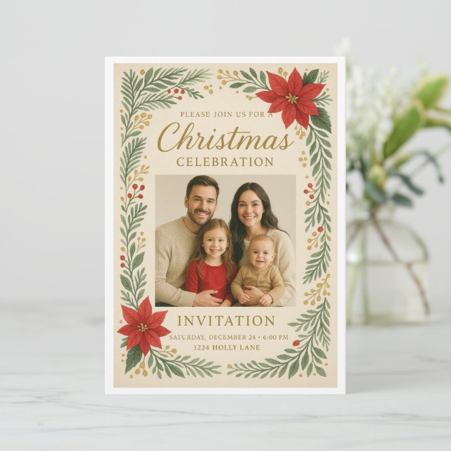 Elegant julfirande inbjudan  (Stående Fram)