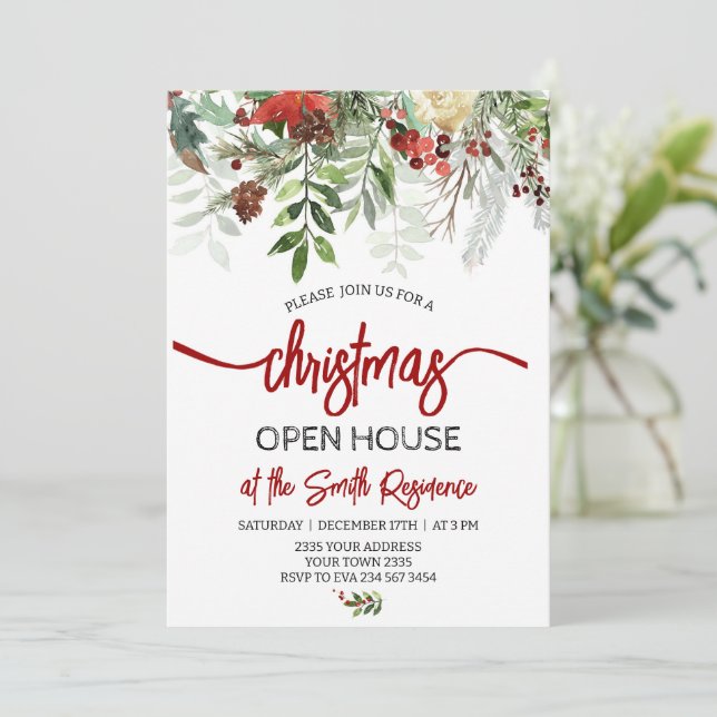Elegant julfirande öppen hus-fest inbjudningar (Stående Fram)