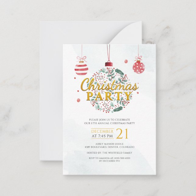 Elegant julfirande partyinbjudan anteckningskort (Framsida)