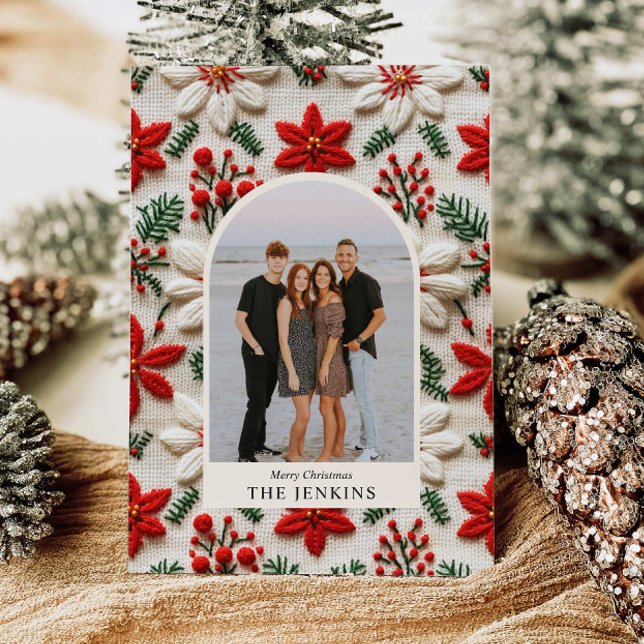 Elegant Julfoto Arch Julkort (Merry Christmas Family Photo Greeting Card)