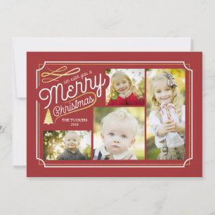 Elegant Julfoto Collage in Red and Guld Julkort