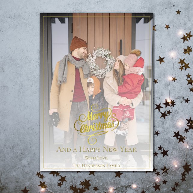 Elegant Julfoto | GULD Julkort (Gold Elegant Christmas Photo Holiday Card)