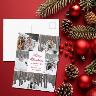 Elegant julfotocollage för nygifta par helg vykort