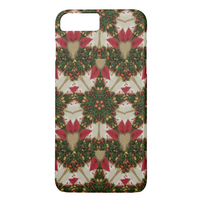 Elegant Julfrö Röd Grönt Kaleidoskopi Case-Mate iPhone Skal (Baksida)