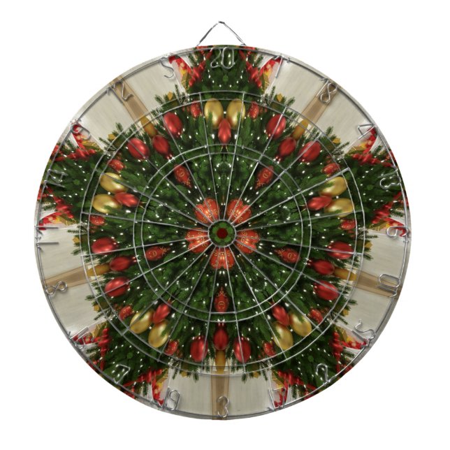 Elegant Julfrö Röd Grönt Kaleidoskopi Piltavla (Framsidan)