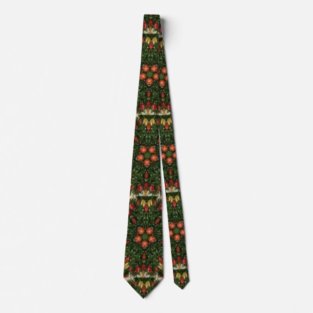 Elegant Julfrö Röd Grönt Kaleidoskopi Slips (Framsida)