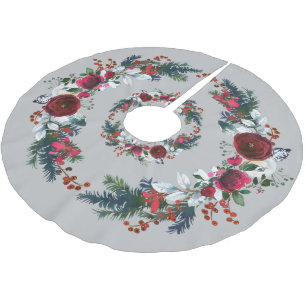Elegant Julfrö Röd ros Julgransmatta Borstad Polyester