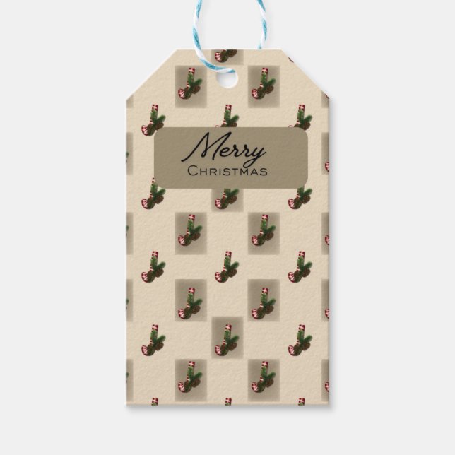 Elegant julgodisstav monogram J presentpapper Presentetikett (Framsidan)