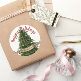 Elegant Julgran Anpassningsbar Glad helg Runt Klistermärke